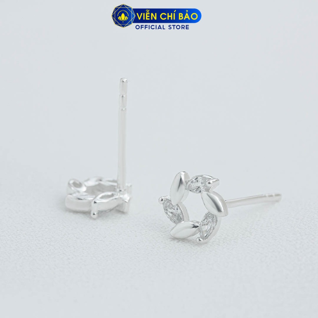 Bông tai nguyệt quế nhỏ chất liệu bạc 925 thời trang phụ kiện trang sức nữ Viễn Chí Bảo E0108