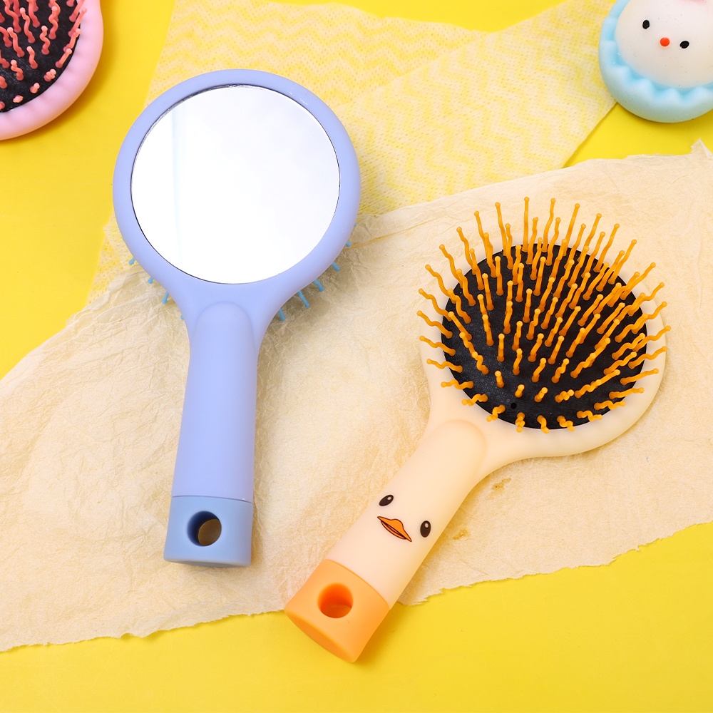 1 Lược Chải Tóc Túi Khí Mát Xa Chống Tĩnh Điện Tích Hợp Gương Cầm Tay Thiết Kế Hoạt Hình Dễ Thương Cho Nữ