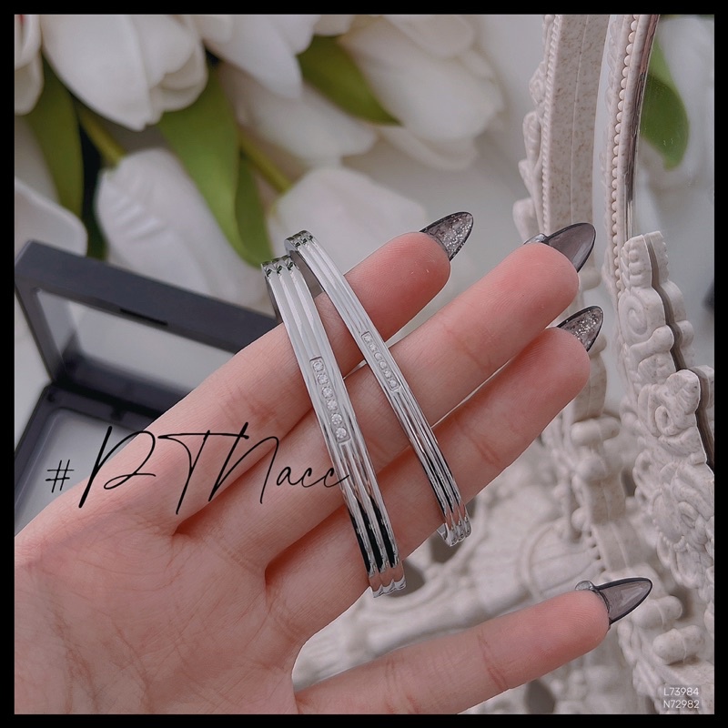 Vòng tay titan đính đá đơn giản bản dày, mỏng dành cho nam nữ .PTNACC.