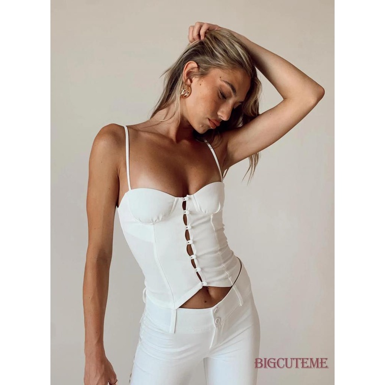 Áo Lửng Hai Dây Hở Lưng Phong Cách Vintage Gợi Cảm Cho Nữ