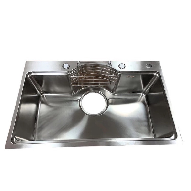 Chậu rửa chén 1 hố bán nguyệt Kích thước 78x46 inox sus 304 Full phụ kiện