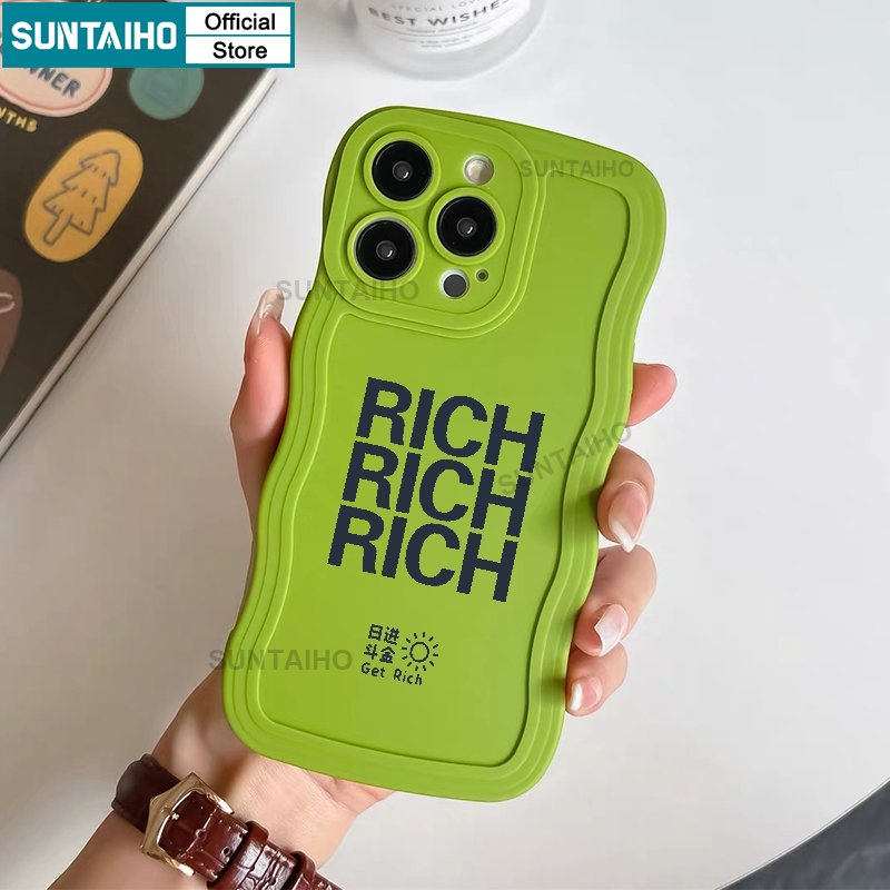 SUNTAIHO Ốp điện thoại họa tiết chữ RICH thích hợp cho iPhone 14 12 13 11 Pro Max XS X XR XS Max 7 8 Plus