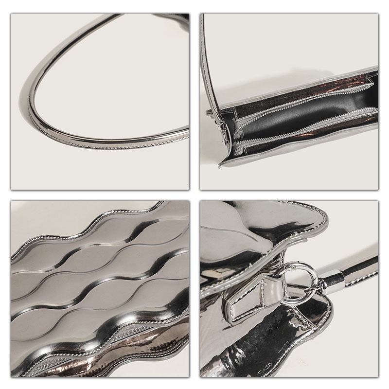 MISCHA Túi Đeo Vai Hình Vuông Cỡ Nhỏ Chất Liệu Da PU Bóng Thời Trang