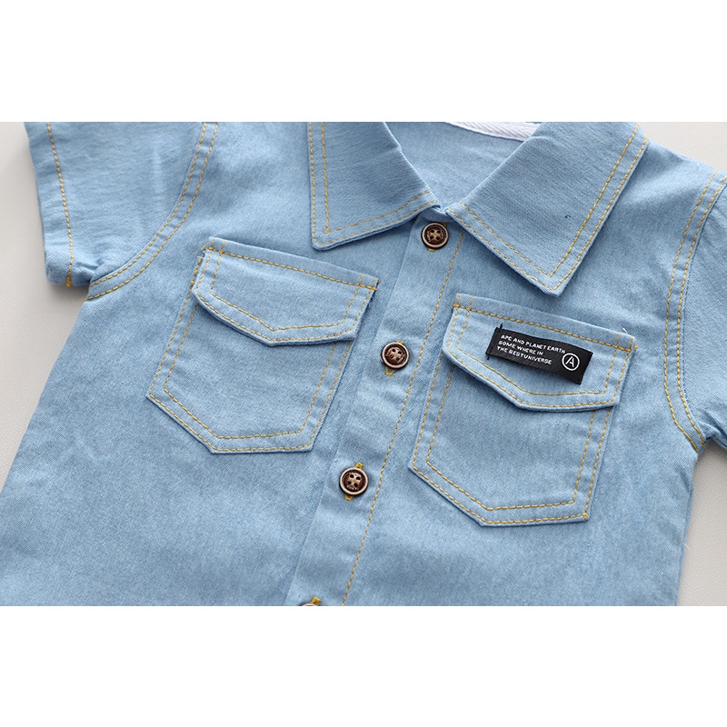 Set Đồ Mùa Hè 2 Món Gồm Áo Denim + Quần Jeans Cho Bé Trai