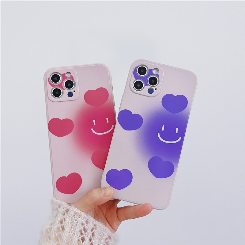 Ốp Điện Thoại Mềm Họa Tiết Trái Tim Màu Hồng/Tím Cho Xiaomi POCO X3 NFC M3 Pro Redmi 10 9 9A 9i 9C Note 10 8 9 9S Pro 4G