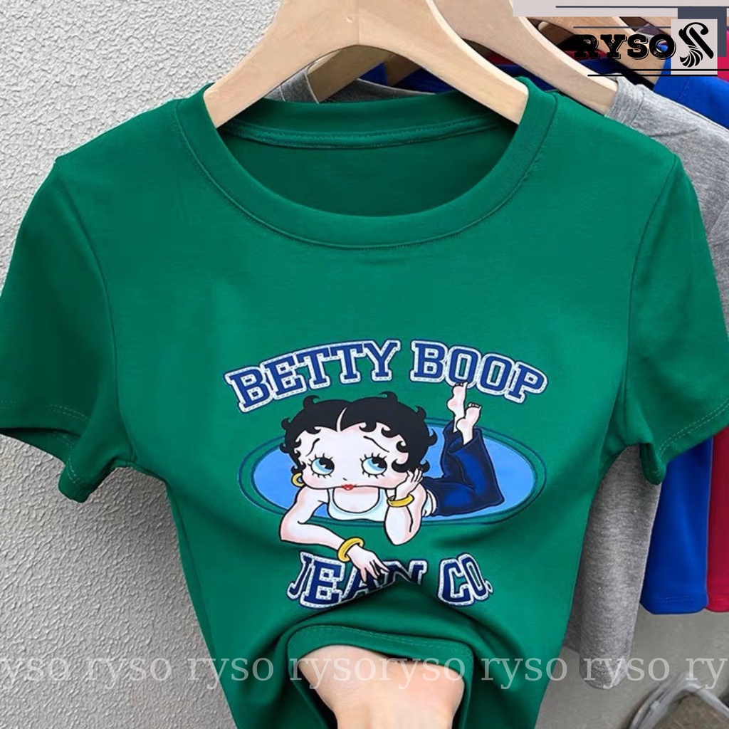 Áo croptop in hình cô gái freesize dưới 55kg chất borip dày dặn chuẩn phong cách Hàn Quốc cá tính năng động