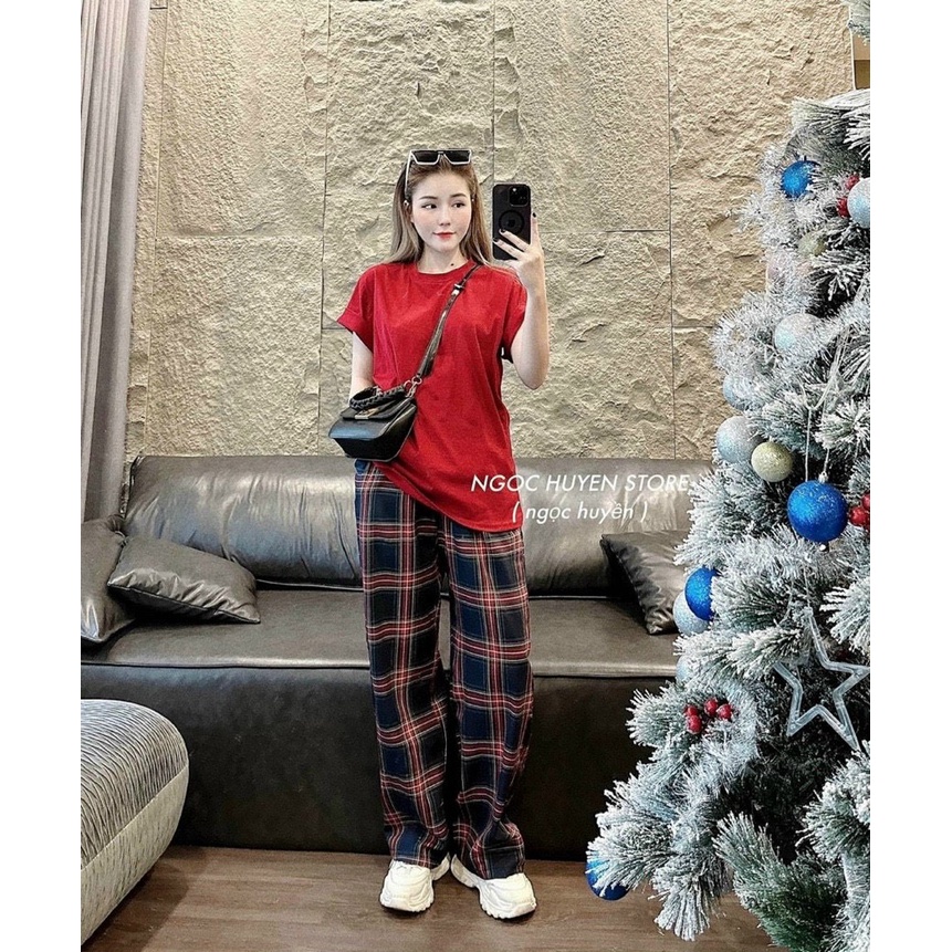 Đồ Bộ Nữ Tay Ngắn Quần Caro Ô Vuông Mặc Nhà, Sét Bộ Nữ Cá Tính Đi Dạo Đi Cafe Sang Chảnh