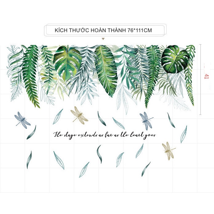 Decal trang trí tường - Dây leo lá dương xỉ