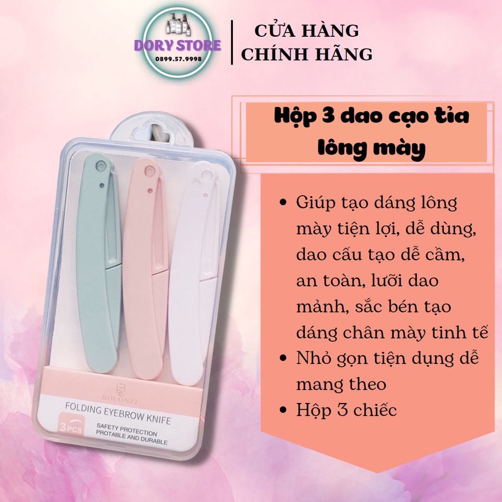Dao cạo lông mày, cạo lông mày tóc mái 3 món siêu bén thép không gỉ cao cấp