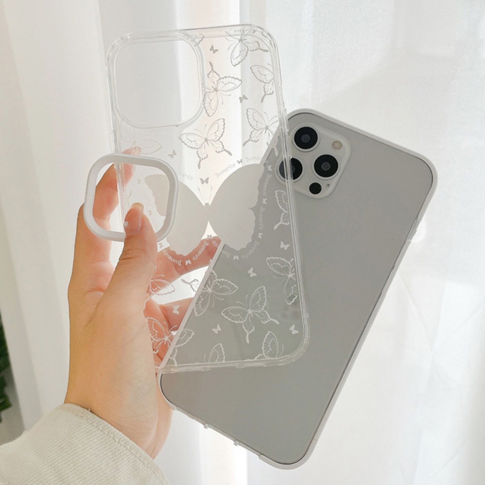 Ốp Điện Thoại TPU Mềm Trong Suốt Chống Sốc Họa Tiết Bướm Đen Cho IPhone 14 13 12 11 Pro Max XS XR 8 7 Plus