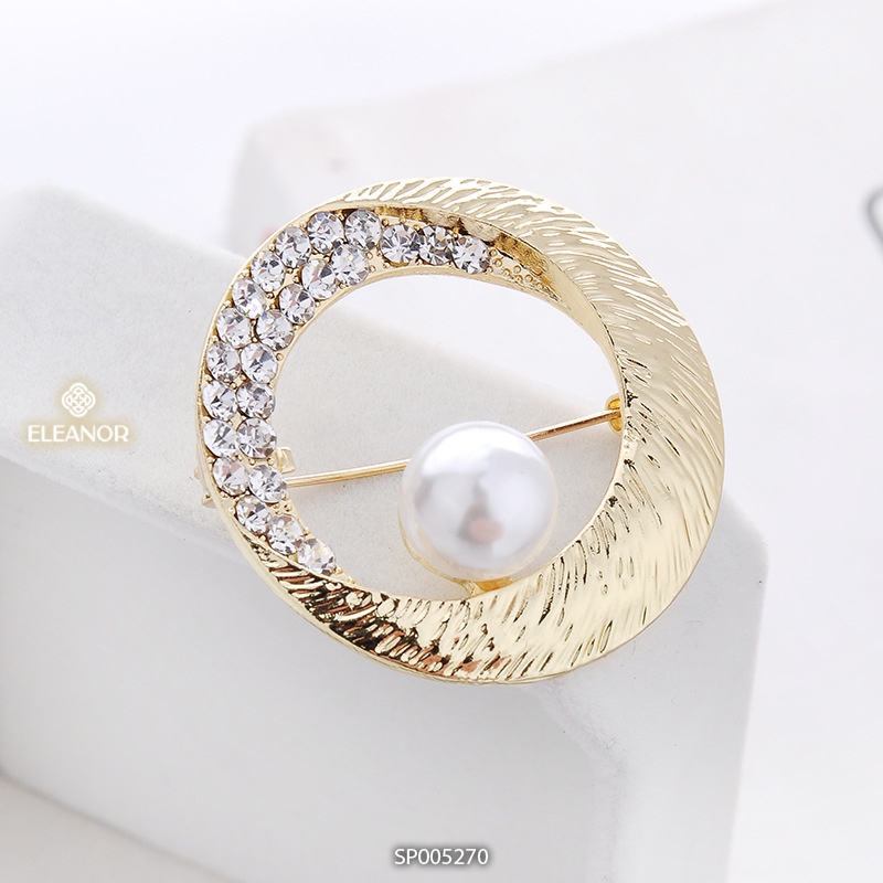 Ghim cài áo nữ Eleanor Accessories hình elip đính đá phụ kiện trang sức 5270