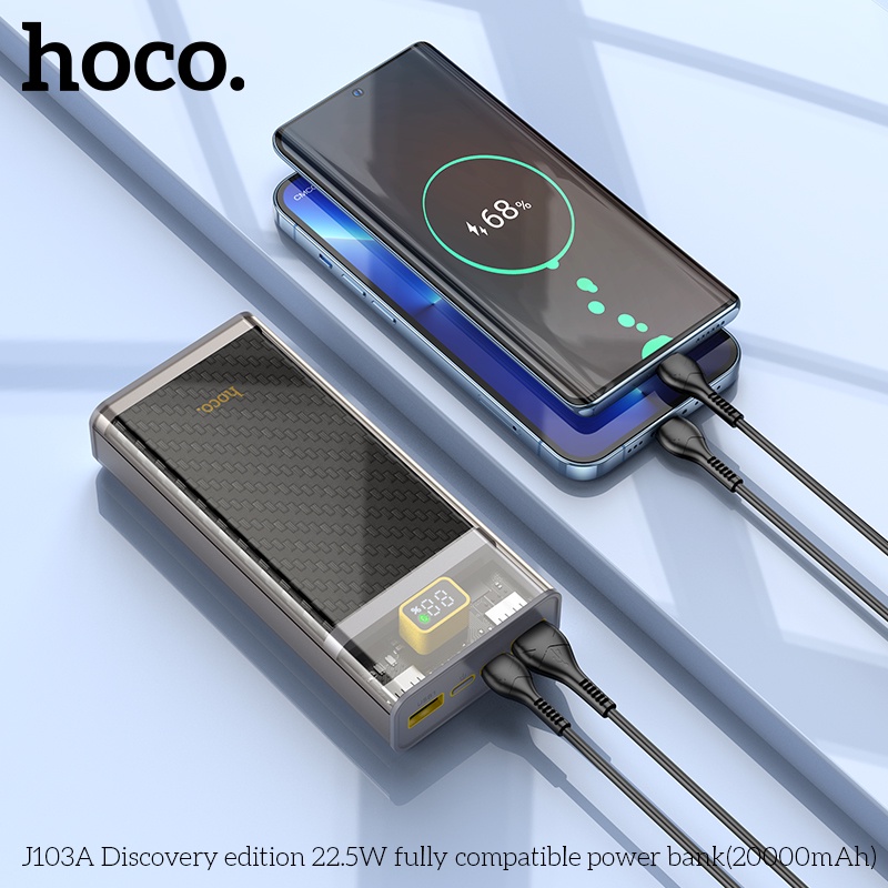 Pin dự phòng Hoco J103A 20000mAh QC3.0 22.5W, PD TypeC 20W, Màn hình LCD  - Hãng phân phối