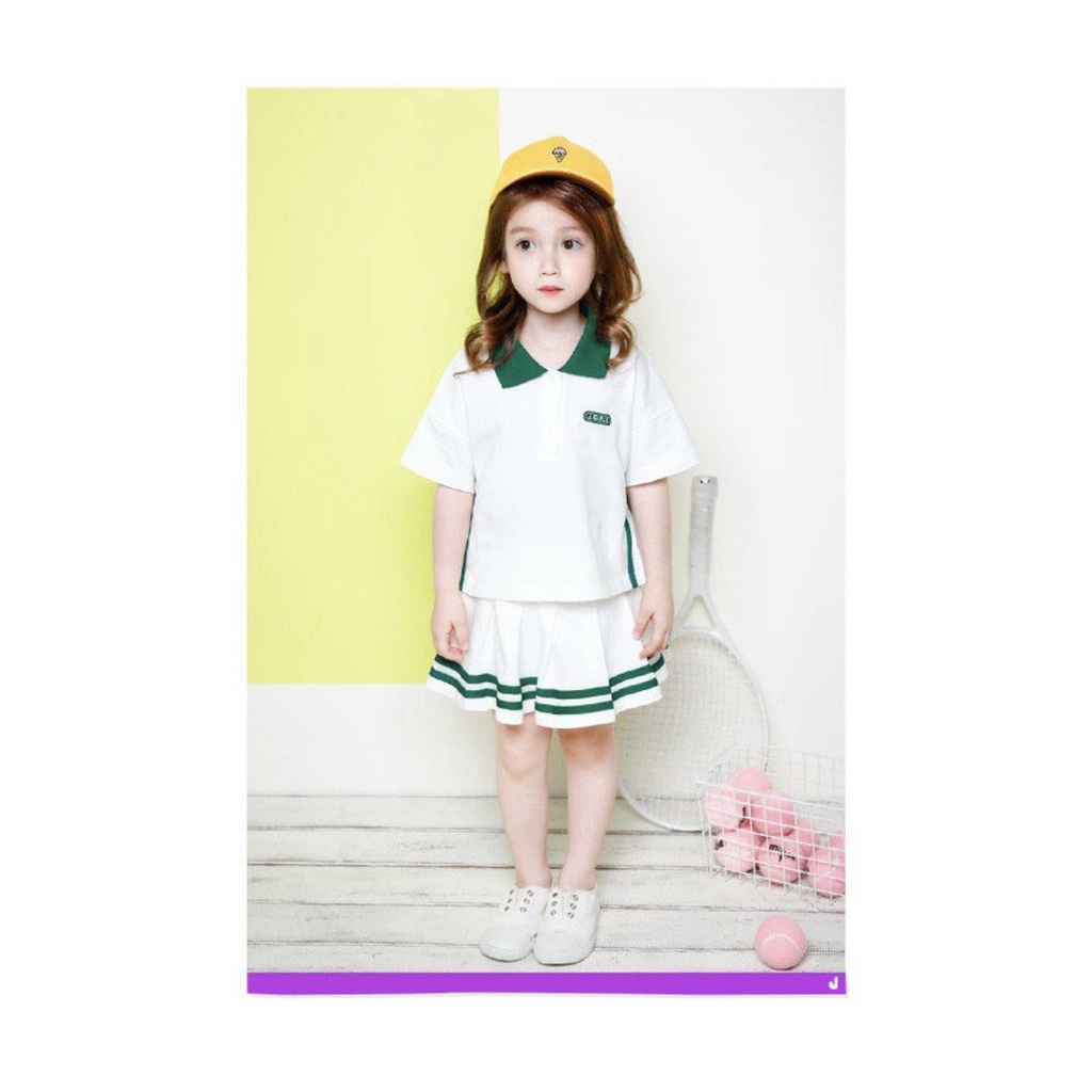 Bộ hè áo croptop + váy/ set tennis xanh trắng BH2310