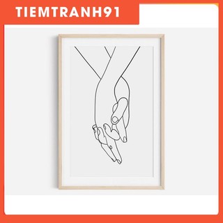 Tranh treo tường | Line art-Holding Hands Print, Hand Line Art Print 51 , tranh canvas giá rẻ
