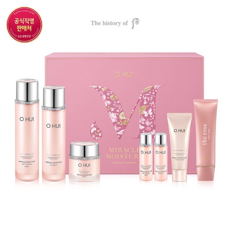 Bộ dưỡng da cấp ẩm sáng da Ohui hồng Miracle Moisture 3sp