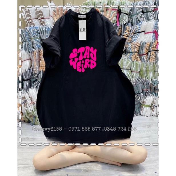 [Rẻ Vô Địch] Áo thun cotton khô form rộng, áo thun in chữ stay 3158 tay lỡ unisex
