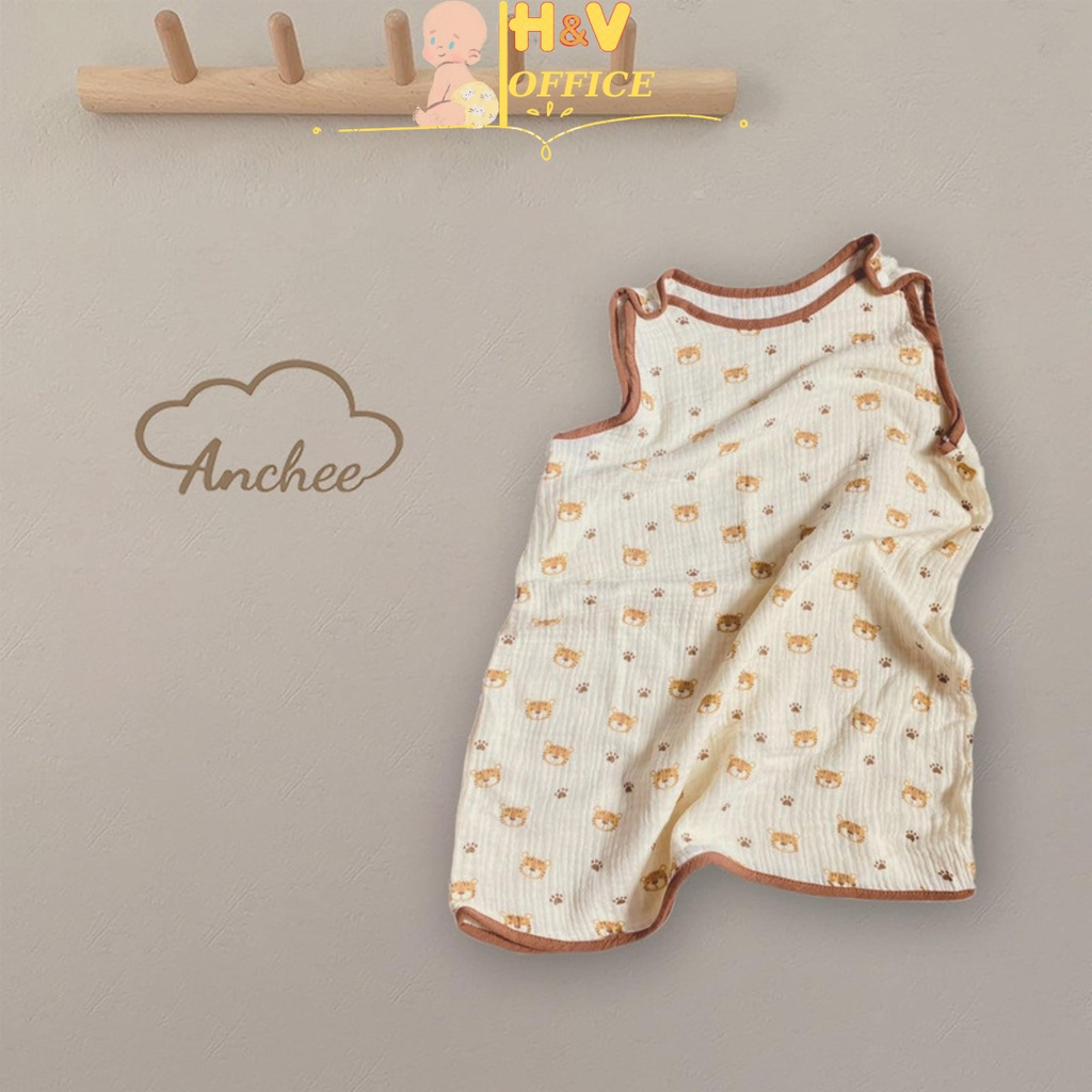 Túi ngủ anchee chất liệu xô muslin cao cấp mềm mại thoáng khí thoải mái cho bé từ 0 đến 2 tuổi