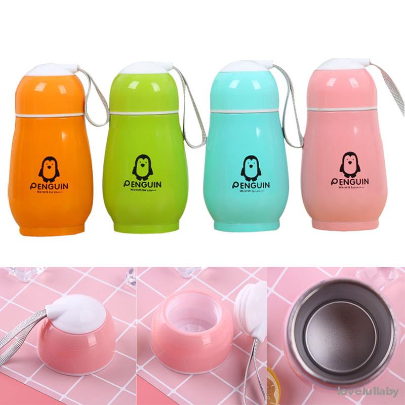 Bình Nước Giữ Nhiệt Bằng Thép Không Gỉ In Hình Chim Cánh Cụt Hoạt Hình Dễ Thương