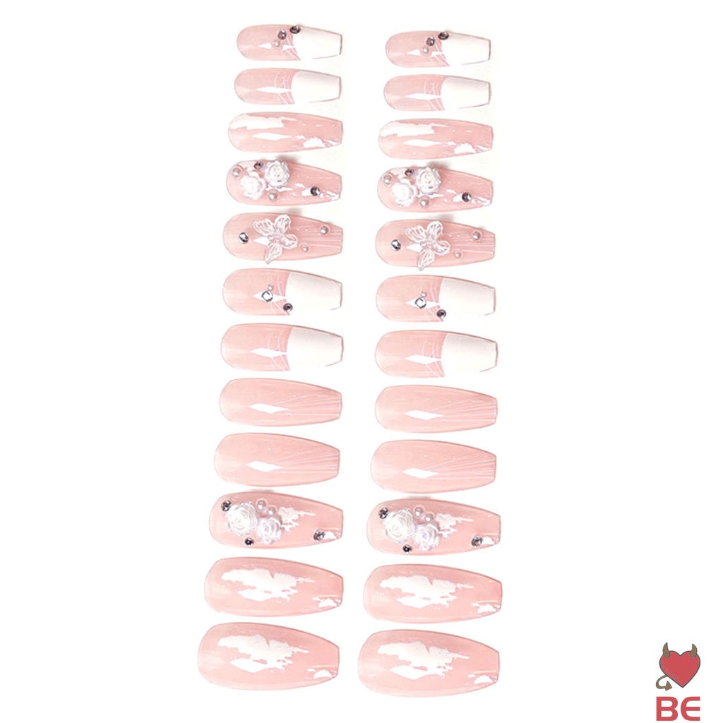 Bộ 24 móng tay giả YADORNOS trang trí bướm 3D