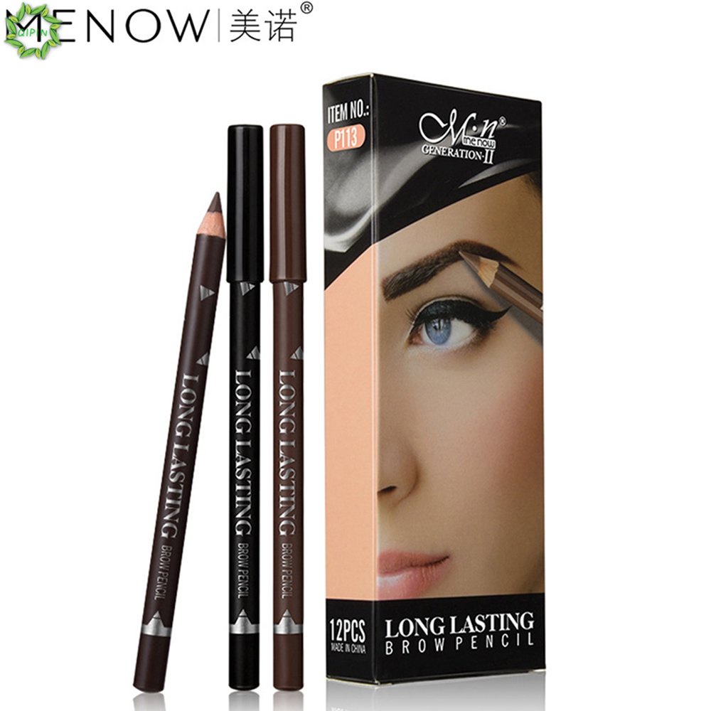 Set 12 Bút Chì Kẻ Lông Mày Trang Điểm Tự Nhiên Lâu Trôi Không Thấm Nước Qipin