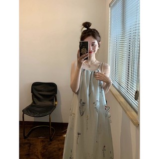 Váy đầm nữ 2 dây dáng dài qua gối váy tiểu thư bánh bèo đầm dài maxi không tay sexy kiểu hàn quốc váy đi biển chali v097