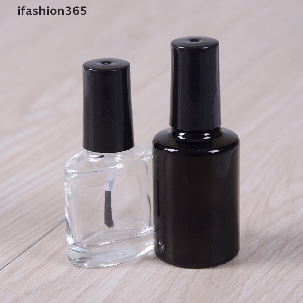 Lọ Thủy Tinh Rỗng Trong Suốt Có Cọ Quét Sơn Móng Tay 10 / 15ml ifashion365