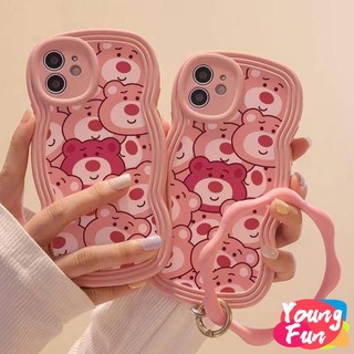 ốp lưng Gấu dâu tây OPPO A17 A57 2022 A77S A76 A96 A16 A16S A74 A95 A55 A54 4G 5G A53 A33 2020 A52 A72 A92 A15S A15S A31 A1K A12E A3S A9 A5 Biến động Màu hồng Nhân vật hoạt hình