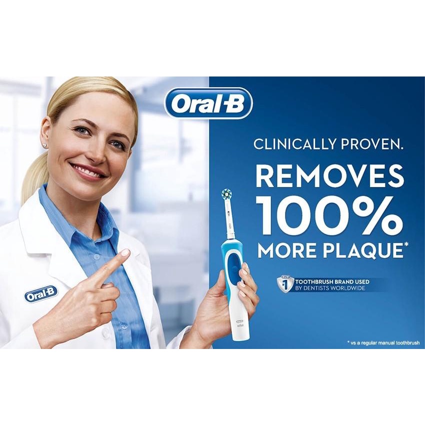 Bàn chải điện oral b pro 100 pure clean, sensitive clean, cross action. made in germany Healthy Care ( mẫu ngẫu nhiên)