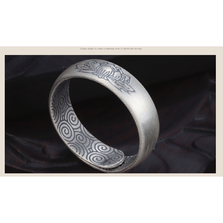 Nhẫn Bạc Hình Hoa Sen Độc Đáo Phong Cách Retro Cho Cặp Đôi