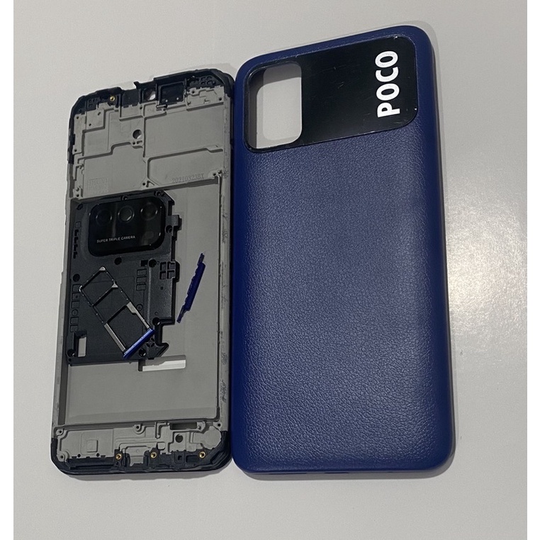 .Vỏ thay thế điện thoại Redmi poco M3 có luôn kính camera sau, khay sim