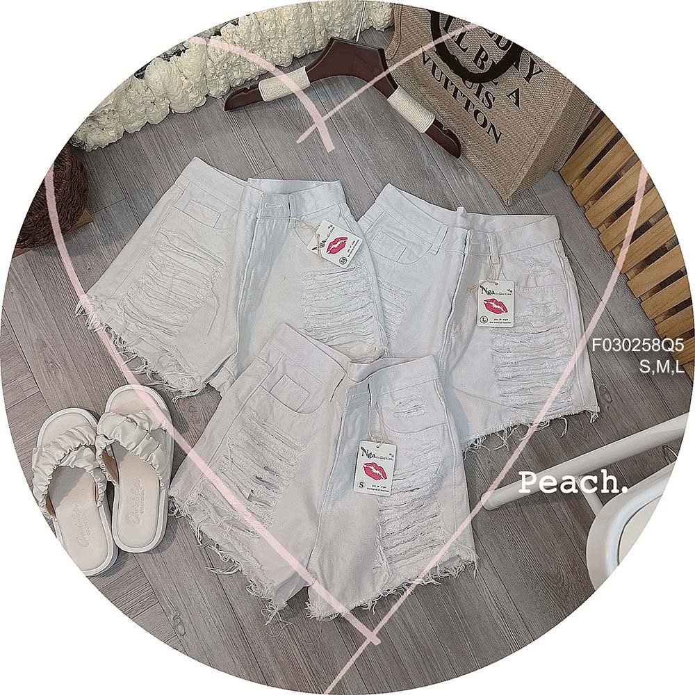 Quần jean short kiểu rách lưng cao hàng đẹp!