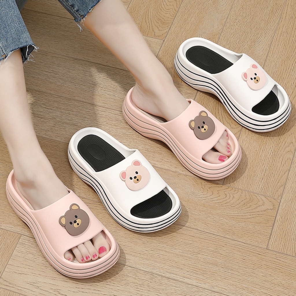 FORM NHỎ TĂNG 1-2 SIZE - Dép gấu đúc siêu hot , Bánh mì EVA - Đế 5cm - TS38