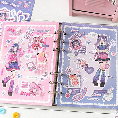 Idako Nhãn dán phim câm Barbie thiên thần loạt cô gái ngọt ngào và mát mẻ tài khoản tay domi phong cách 4 phong cách SS467