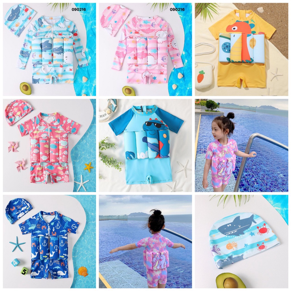 HÀNG SẴN ĐẸP Bộ bơi kèm phao nổi bikini liền thân cực xinh cho bé chất liệu chống tia UV giữ ấm cản lạnh hàng Quảng Châu