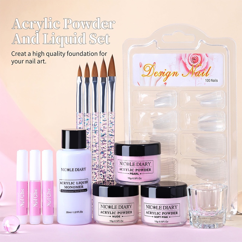 Bộ Dụng Cụ Làm Móng Nghệ Thuật 3D Bằng Acrylic Kính Trong Suốt