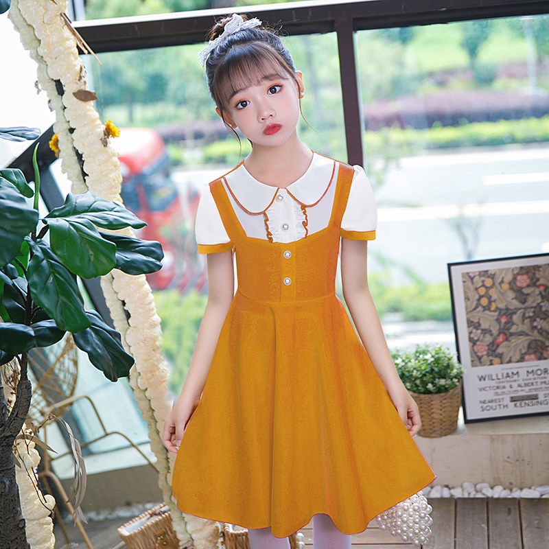 Đầm Công Chúa Giả Hai Mảnh Tay Ngắn Phong Cách Mới Mùa Hè 2023 Kích Thước Vừa 6 / 8 / 9 / 13 Tuổi Dành Cho Bé Gái