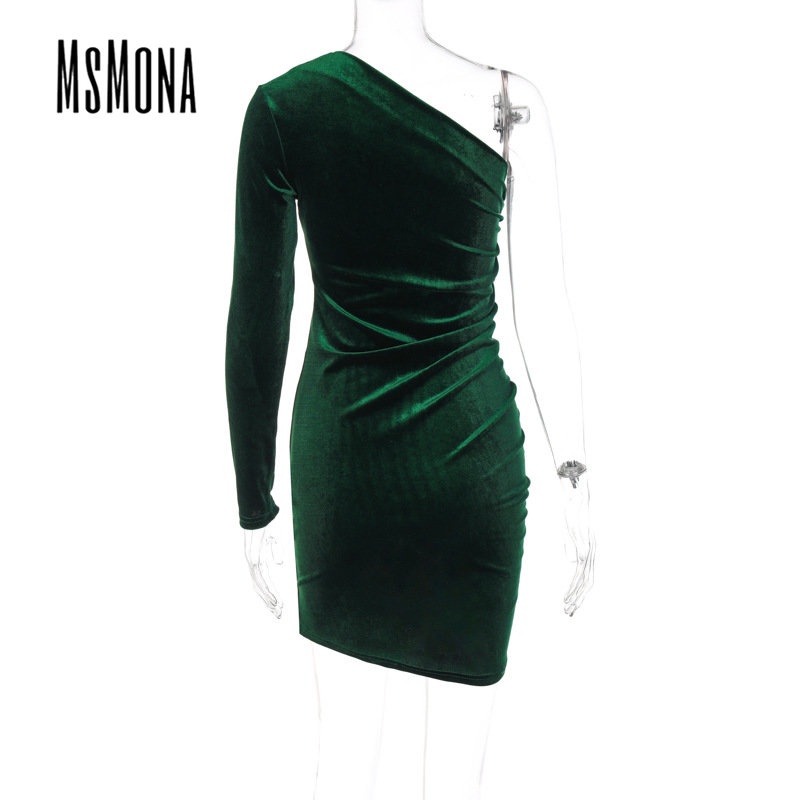 MsMona Đầm Mini DàI Tay MàU Trơn ThờI Trang 2023