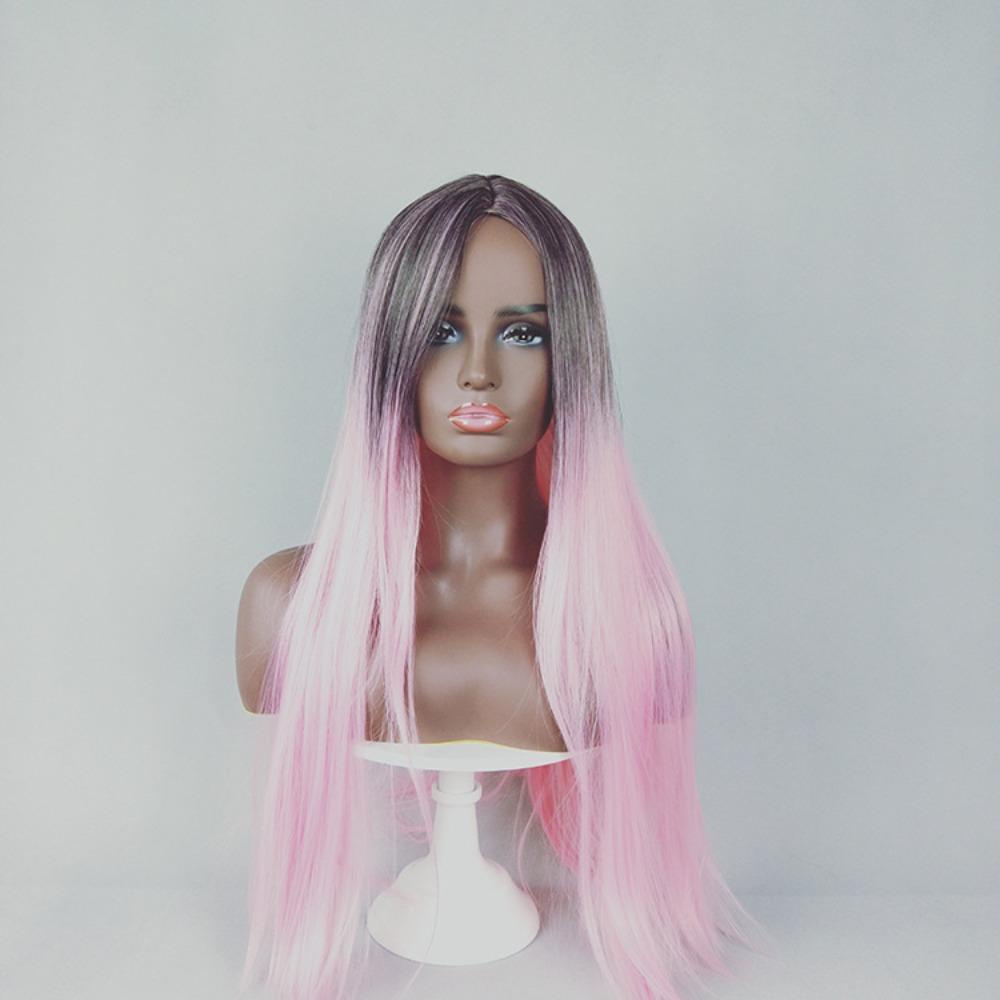 LOMBARD Tóc Giả Thẳng Dài Màu Đỏ Hồng Mượt Mà Chịu Nhiệt Hóa Trang Halloween Cho Nữ