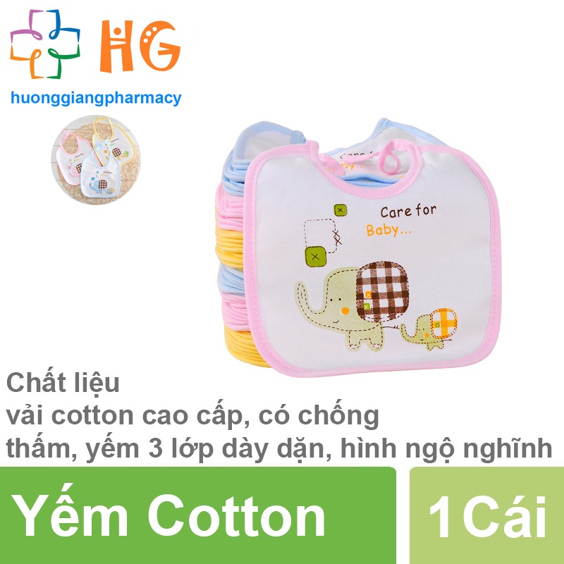 Yếm cotton voi chống thấm siêu mềm buộc dây cho bé