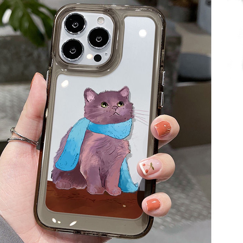 Ốp Điện Thoại TPU Silicon Mềm Trong Suốt Chống Sốc Hình Mèo Cho IPhone 14 11 13 12 Pro XS Max XR X 8 7 6S Plus