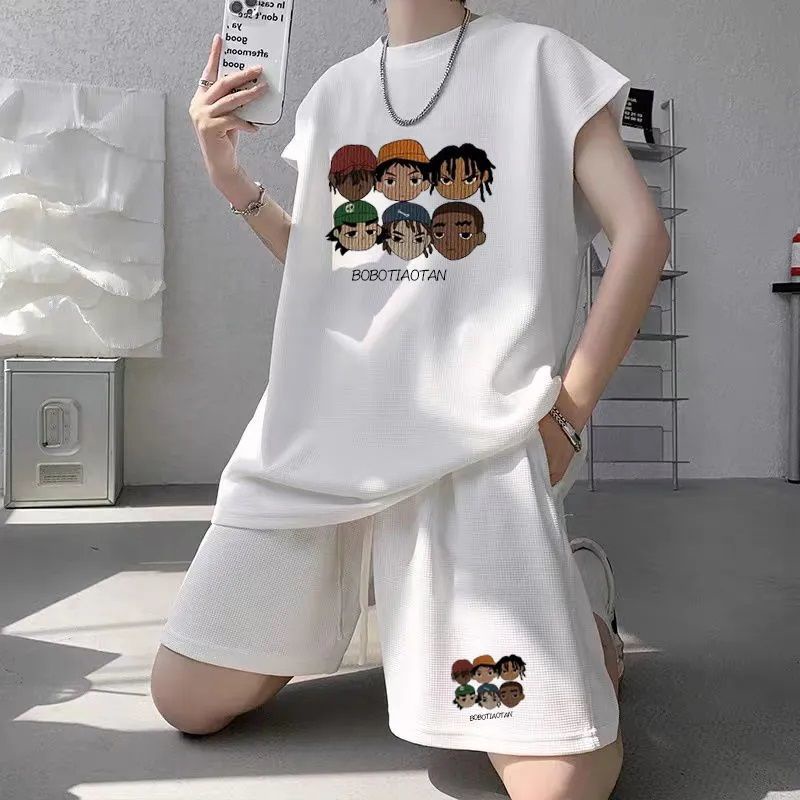 Set Đồ Thể Thao Áo Thun Sát Nách Và Quần Short Size Lớn Phong Cách Mới Mùa Hè Cho Nam