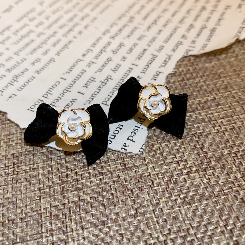 Bông Tai Hình Hoa Trà Thắt Nơ Xinh Xắn Thời Trang