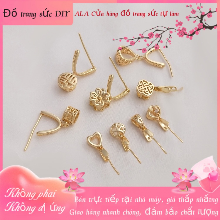 💕phụ kiện trang sức diy💕Mặt Dây Chuyền Bằng Đồng Mạ Vàng 14K Hình Hoa Anh Đào / Hướng Dương Có Khóa Kẹp DIY