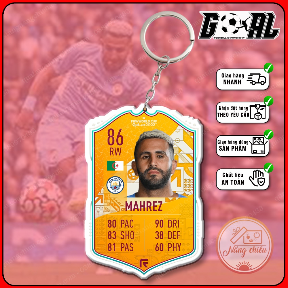 Thẻ icon bóng đá gaming - Móc khóa in hình Riyad Mahrez -CLB MC[9350-9363]