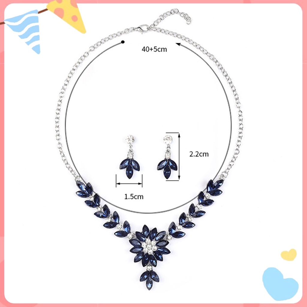 1 Set Vòng cổ Và Bông Tai Đính Đá Giả Pha Lê Màu Sắc Tương Phản Phong Cách Vintage