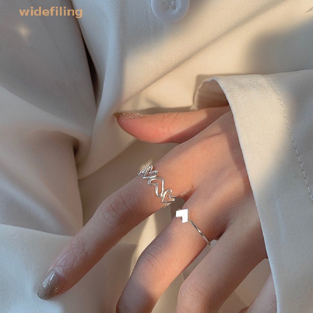 Set 2 Nhẫn Hở Mặt Trái Tim Thời Trang Cho Nữ