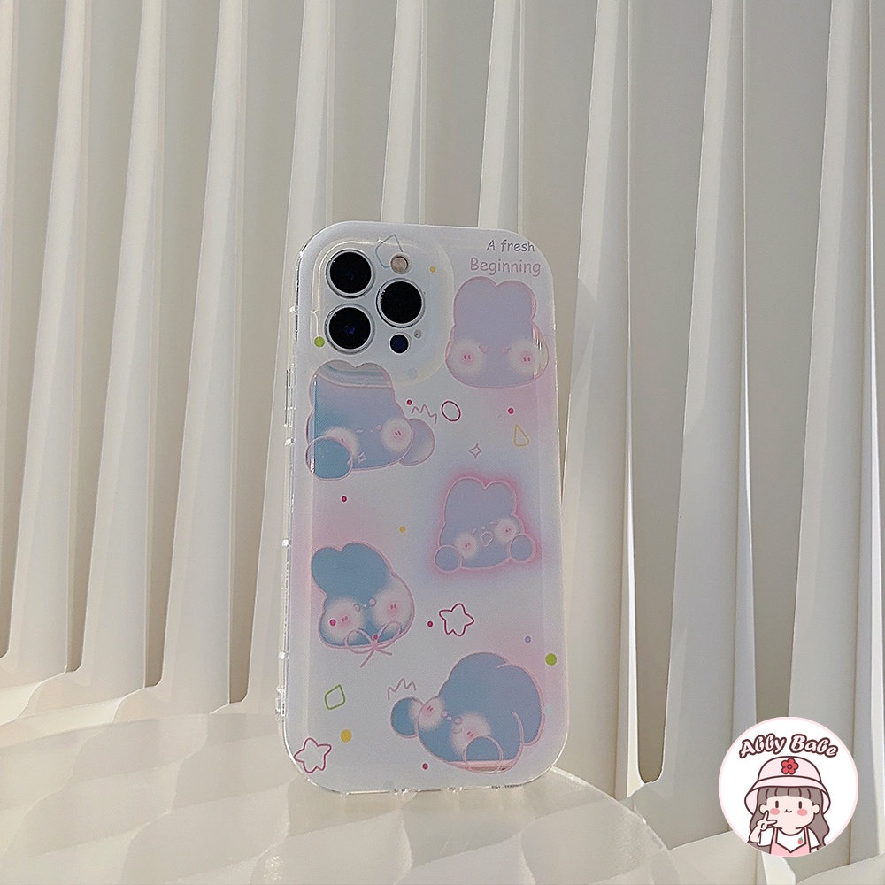 Ốp Điện Thoại TPU Dẻo Màu Laser Họa Tiết Chú Thỏ Hồng Dễ Thương Chống Bụi Bẩn Cho IPhone 14 Pro Max 13 12 11 Pro Max