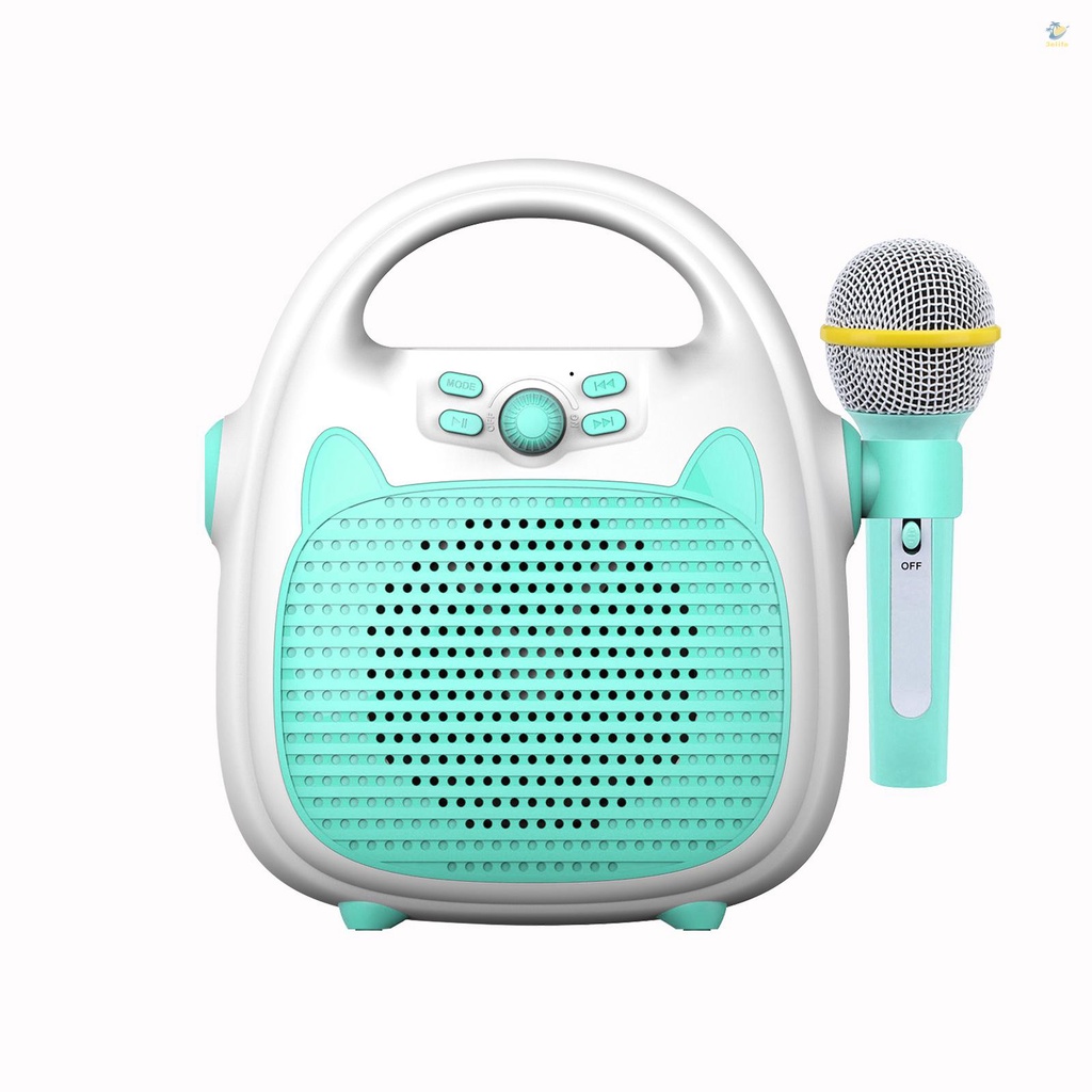 (elfevn) Loa Karaoke Di Động Kèm Micro BT / Thẻ Nhớ / USB Kết Nối Đèn Cho Bé Trai Và Bé Gái