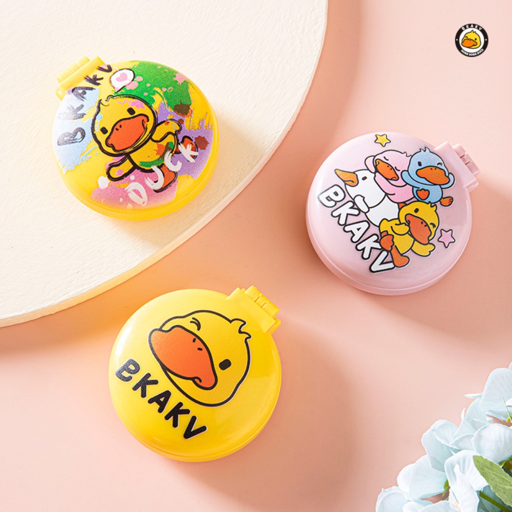 Lược Chải Tóc Mát Xa Da Đầu Có Gương Tròn Nhỏ Gọn Hình Vịt Vàng Dễ Thương