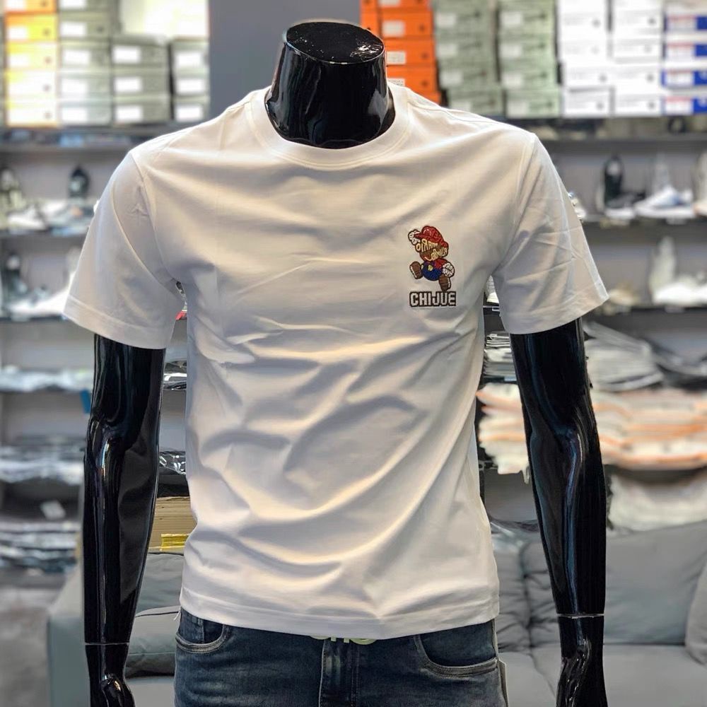 Áo Thun Tay Ngắn Cổ Tròn In Chữ Hoạt Hình Phong Cách Hàn Quốc Thời Trang Mùa Hè Cho Nam